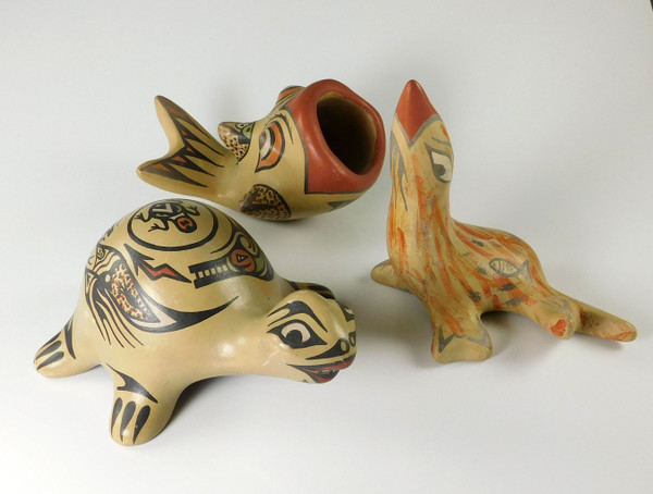 Pottery Turtle Figurine by Margaret and Luther