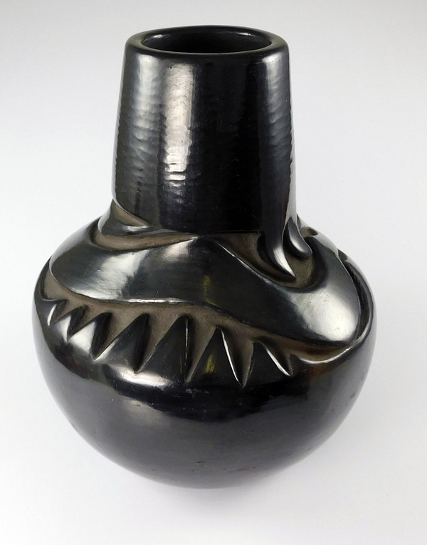 Flora Naranjo Carved Avanyu Black Pottery