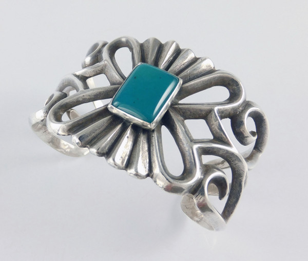 Tufa Cast Silver Cuff with Gem Chrysocolla 