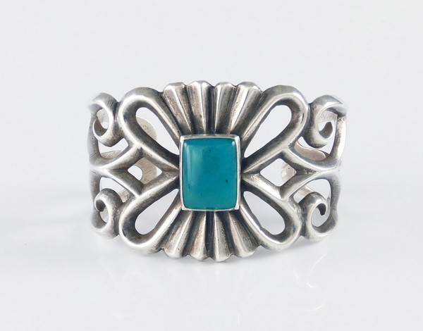 Tufa Cast Silver Cuff with Gem Chrysocolla