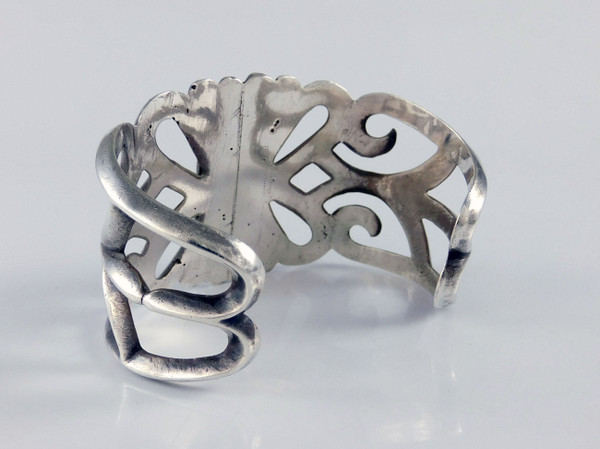 Tufa Cast Silver Cuff with Gem Chrysocolla