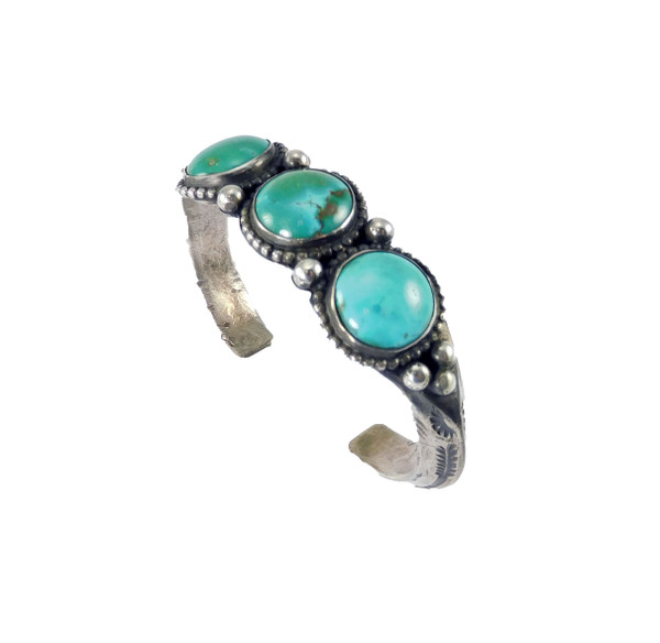 Vintage Three Stone Ingot Silver Cuff Bracelet