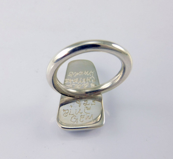 Modernist Silver Ring Blue Gem Turquoise Cheyenne Harris