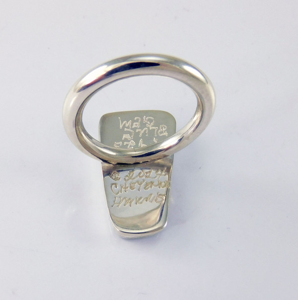 Modernist Silver Ring Blue Gem Turquoise Cheyenne Harris