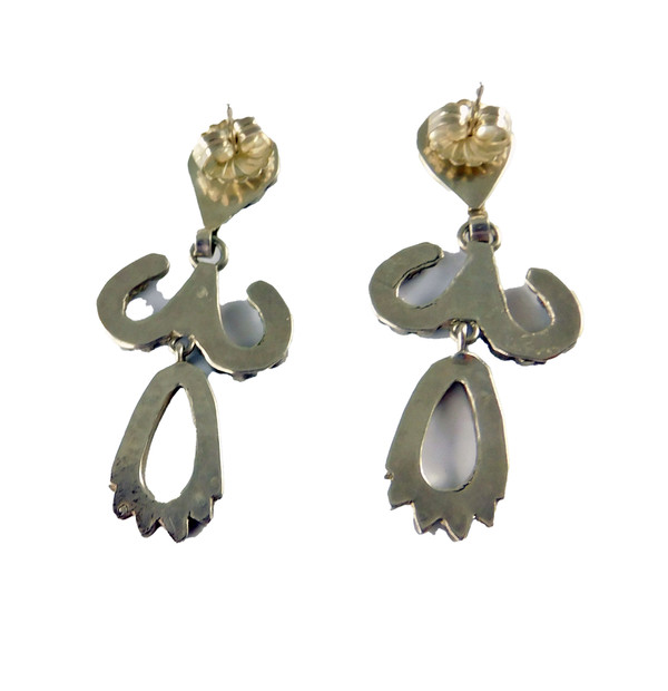 Turquoise Zuni Inlay Dangle Earrings by Dishta