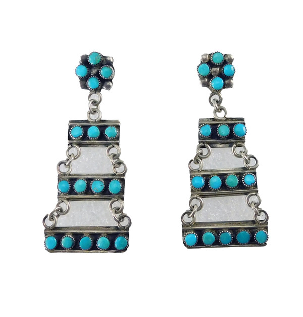 Zuni Turquoise Tiered Dangle Earrings