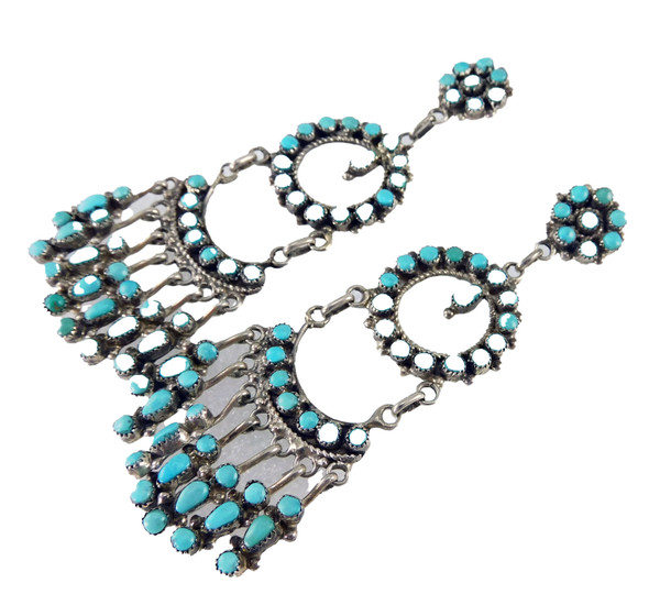 Zuni Chandelier Turquoise Earrings by P Laate