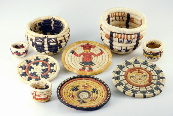 Collection of small Hopi coiled baskets