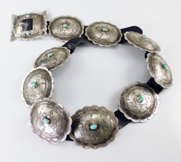 Silver with Turquoise Vintage Concha Belt