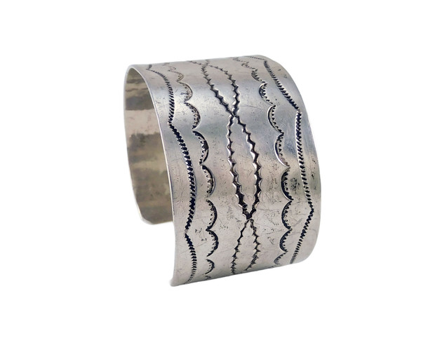 Antique Tooled Silver Cuff Bracelet