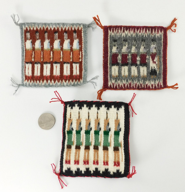 Miniature White Yeibichai Rug by Susan Bia