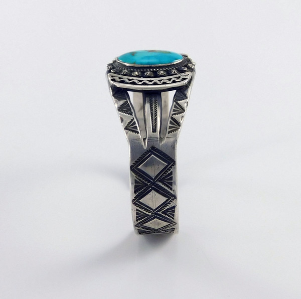 Ingot Silver Bracelet Blue Gem Turquoise