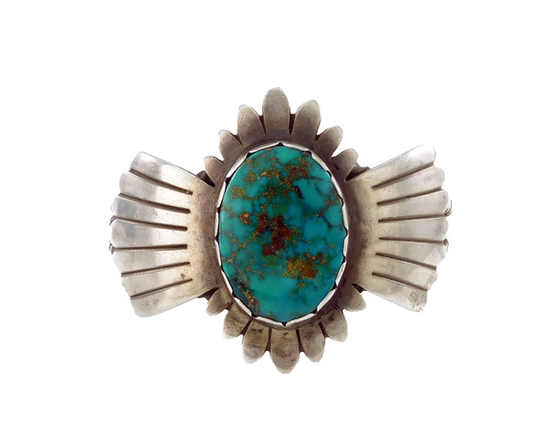 Blue Gem Turquoise Silver Cuff Bracelet