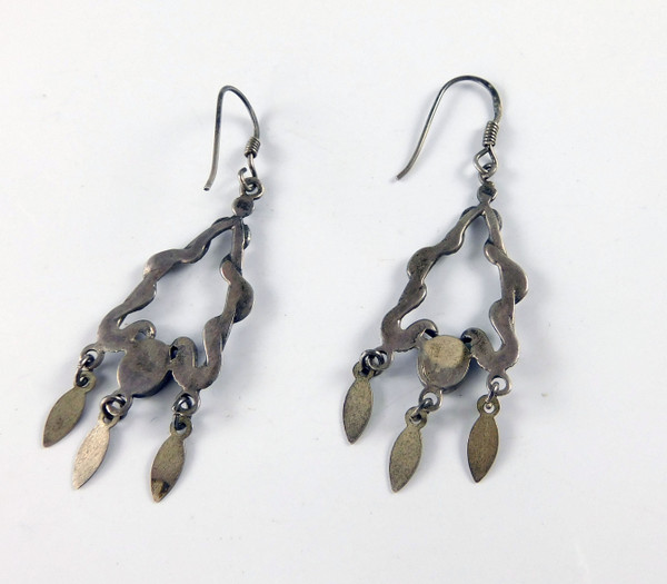 Vintage Pueblo Silver and Turquoise Dangle Earrings