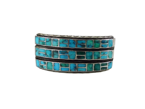 Vintage Zuni Inlay Turquoise Bracelet