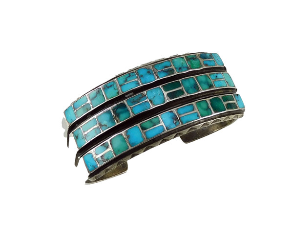 Vintage Zuni Inlay Turquoise Bracelet