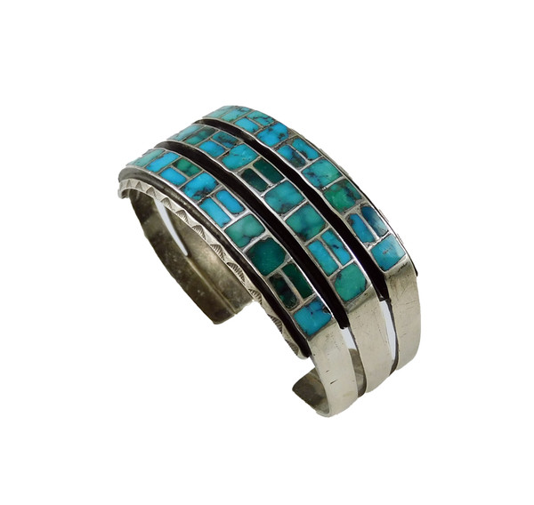 Vintage Zuni Inlay Turquoise Bracelet