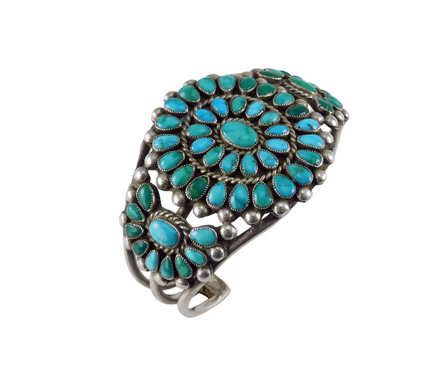 Vintage Dainty Zuni Turquoise Cluster Bracelet
