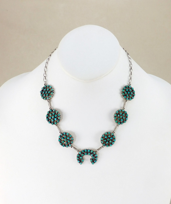 Dainty Zuni Turquoise Cluster Choker with Naja