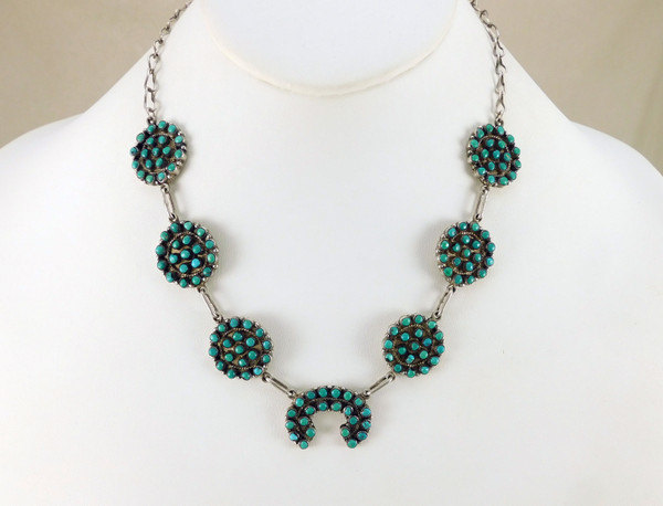 Dainty Zuni Turquoise Cluster Choker with Naja
