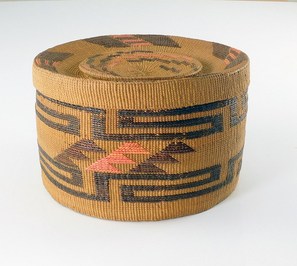 Antique Tlingit Rattle Top Lidded Basket