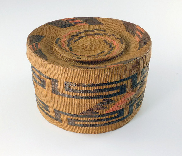 Antique Tlingit Rattle Top Lidded Basket