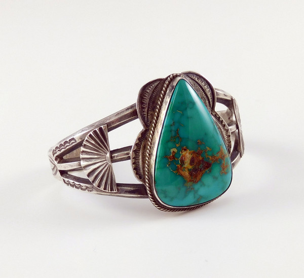 Blue Gem Turquoise Vintage Silver Bracelet