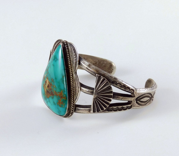 Blue Gem Turquoise Vintage Silver Bracelet