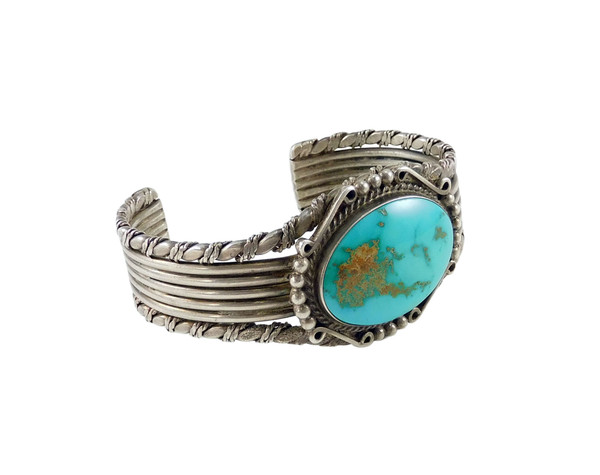 Artistic Silver Bracelet with Royston Turquoise