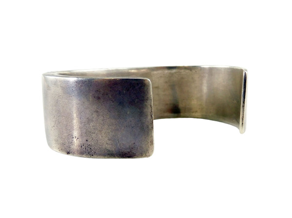 Vintage Zuni Inlay Blue Gem Silver Cuff Bracelet
