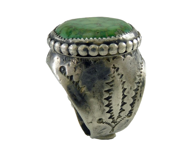 Vintage Silver Green Turquoise Giant Man's Ring