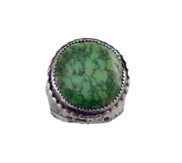 Vintage Silver Green Turquoise Giant Man's Ring