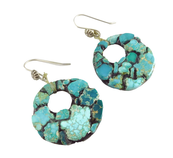 Turquoise Dangle Round Earrings by LeJeune Chavez