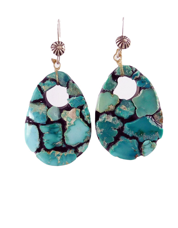 Turquoise Dangle Tear Drop Earrings by LeJeune Chavez
