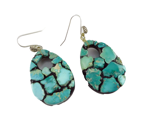 Turquoise Dangle Tear Drop Earrings by LeJeune Chavez