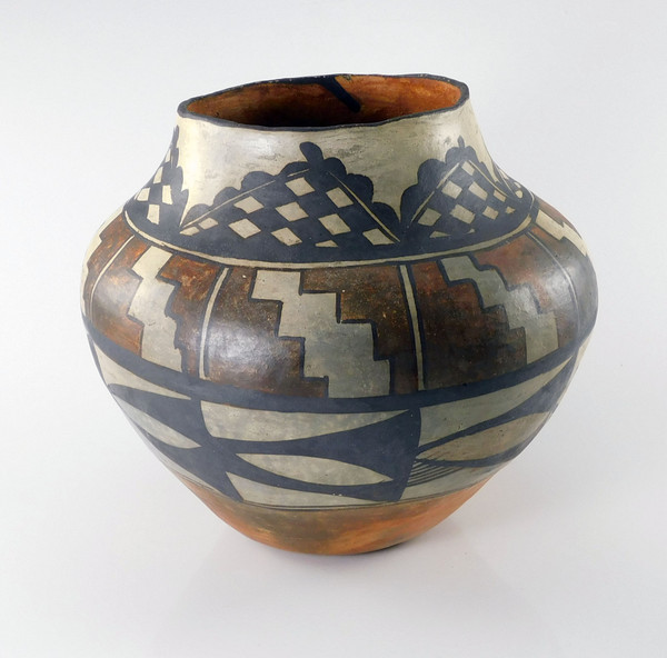 Antique Acoma 4 Color Pottery Olla