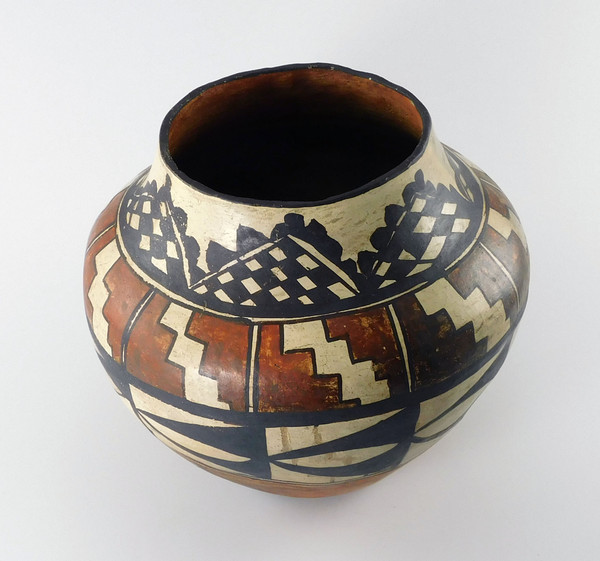 Antique Acoma 4 Color Pottery Olla