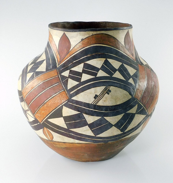 Four Color Antique Acoma Pottery Jar