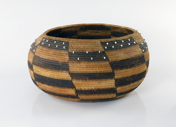 Antique Pomo Indian Beaded Gift Basket
