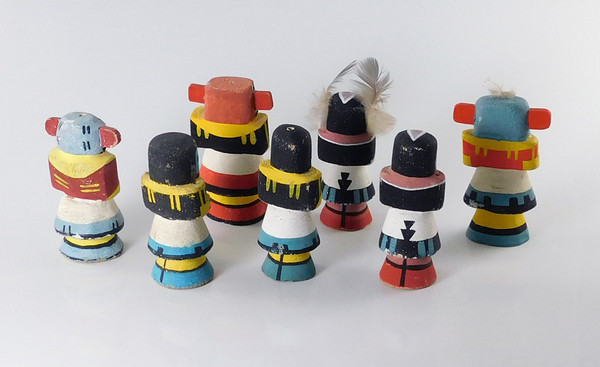Group of 7 Route 66 Kachina Dolls 1950s Pentewa and Sakiestewa