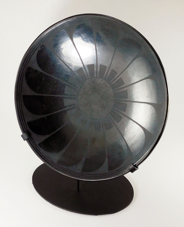 Large Black Feather Plate by Marie Maria Martinez
