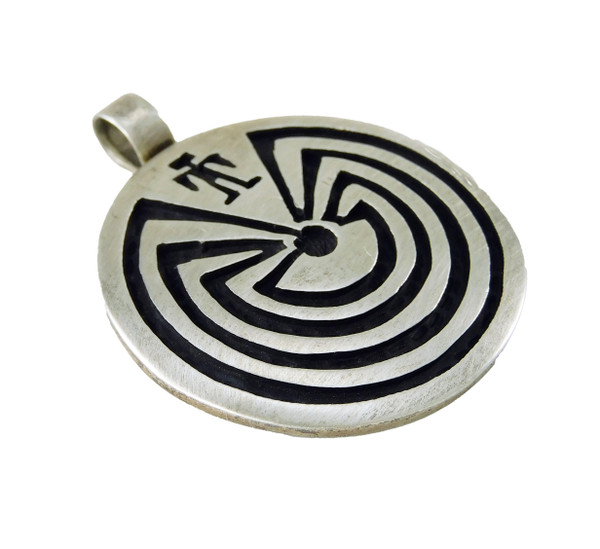 Bernard Dewahoya Hopi Silver Man in Maze Pendant