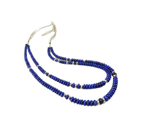 Andy Lee Kirk Lapis Sugilite and Silver Bead Necklace