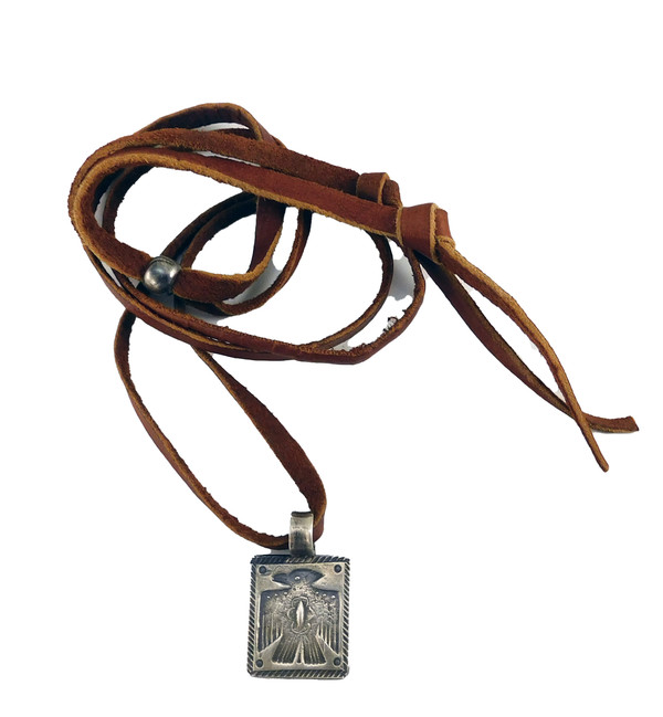Jesse Robbins Stamped Silver Thunderbird Pendant