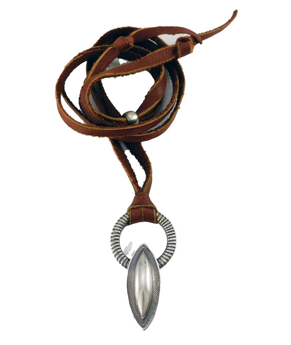 Jesse Robbins Stamped Coin Silver  on Circle Pendant