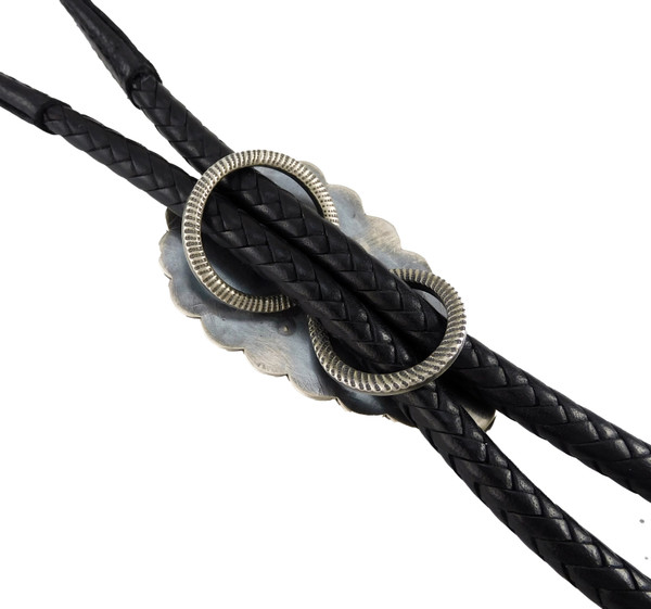 Jesse Robbins Coin Silver Bola Tie with Royston Turquoise