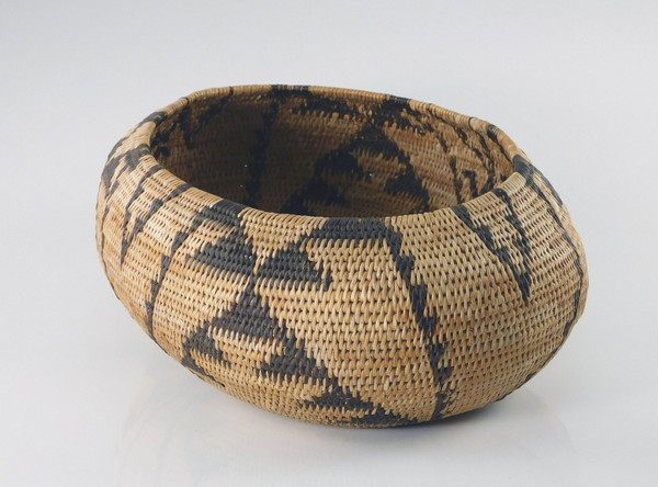 Antique Pomo Indian Single Rod Boat Shaped Basket