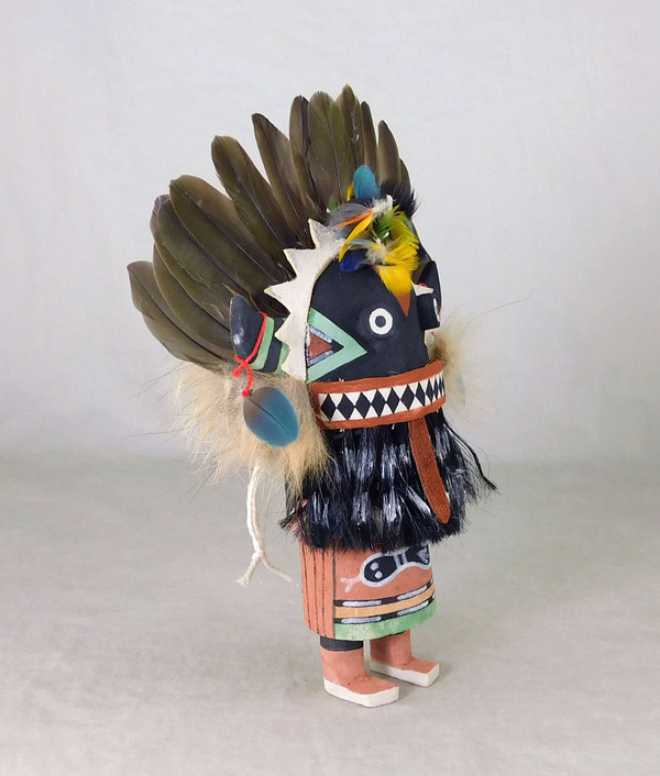 Traditional Hopi Broadface Whipper Kachina by Lenanghoya Poley of Bacavi.