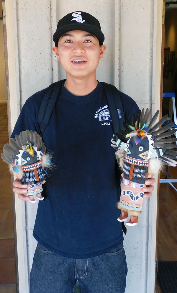 Traditional Hopi Broadface Whipper Kachina by Lenanghoya Poley of Bacavi.