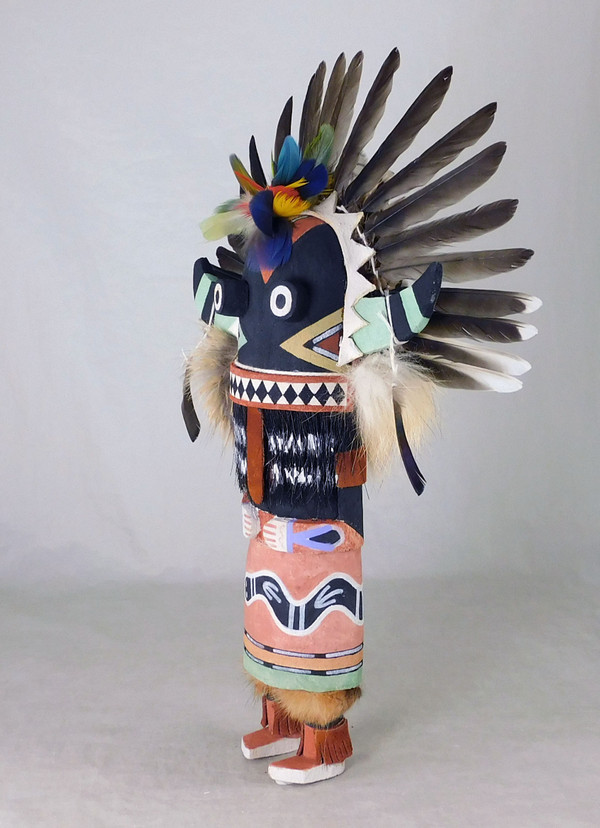 Large Traditional Hopi Broadface Whipper Kachina by Lenanghoya Poley of Bacavi.